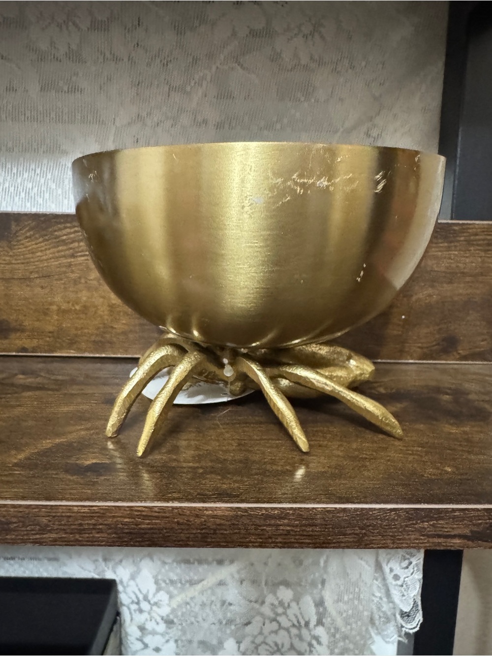 Spider candy bowl brass finish
